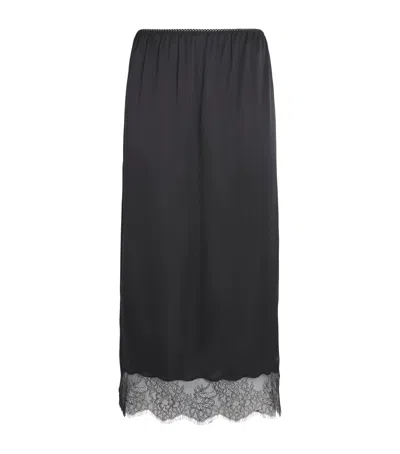 Anine Bing Silk-blend Shelby Midi Skirt In Black