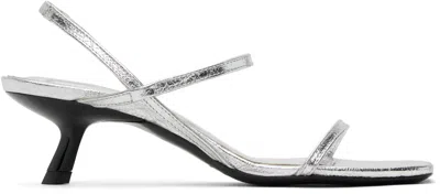 ANINE BING SILVER HILDA HEELED SANDALS