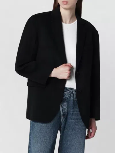 Anine Bing Single Breasted Jacket Notch Lapel Pockets In Black