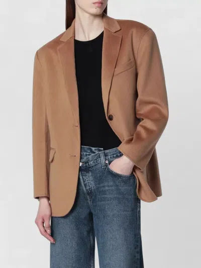 Anine Bing Single Breasted Notch Lapel Tailored Jacket In Brown