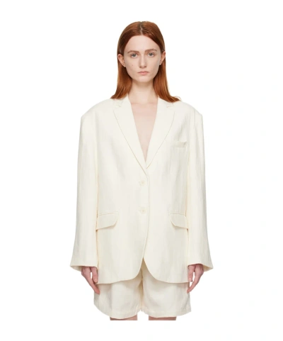 Anine Bing Single-breasted Oversized Blazer In White