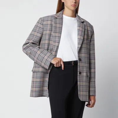Anine Bing Quinn Single-breasted Check Blazer In Gray