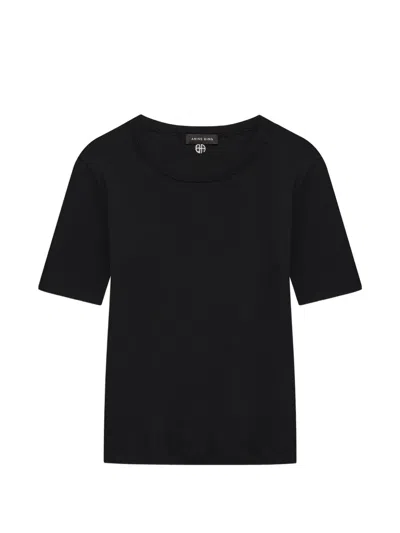 Anine Bing Sixtine T-shirt Short Sleeve In Black