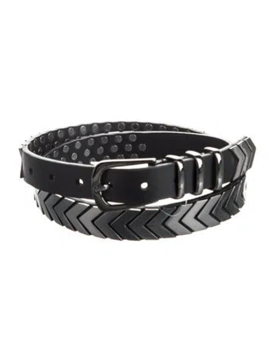 Pre-owned Anine Bing Skinny Leather Belt In Black