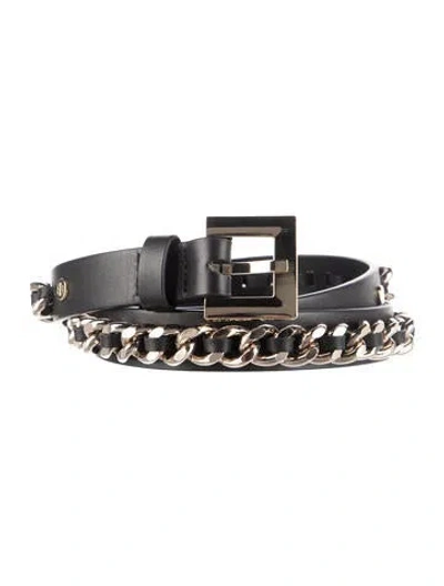 Pre-owned Anine Bing Skinny Leather Belt In Black