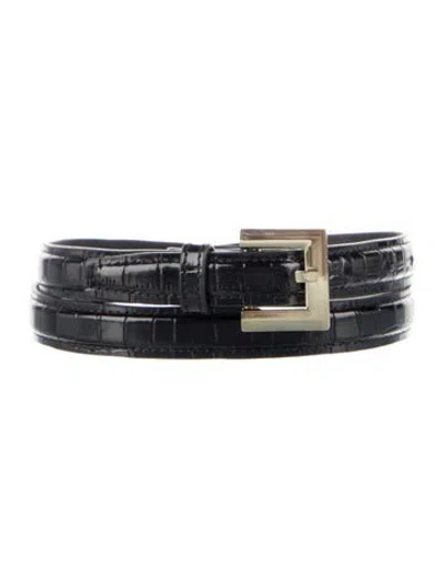Pre-owned Anine Bing Skinny Leather Belt In Black