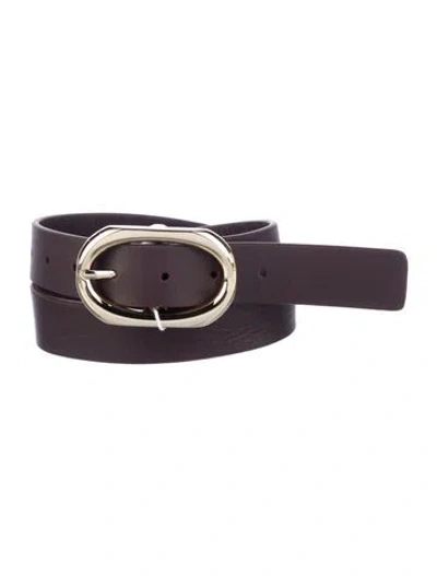 Pre-owned Anine Bing Skinny Leather Belt In Burgundy