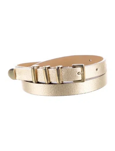 Pre-owned Anine Bing Skinny Leather Belt In Gold