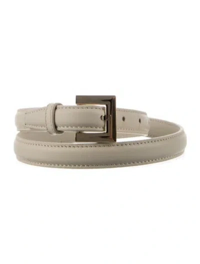 Pre-owned Anine Bing Skinny Leather Belt In White
