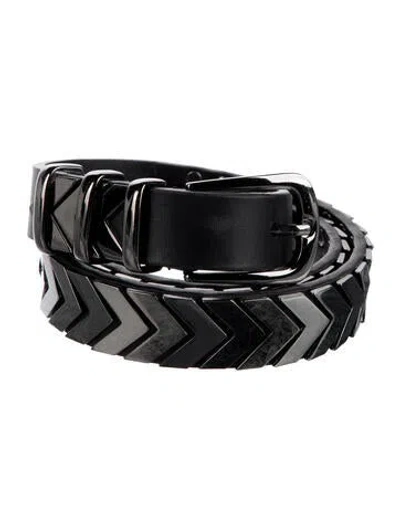 Pre-owned Anine Bing Skinny Leather Waist Belt In Black