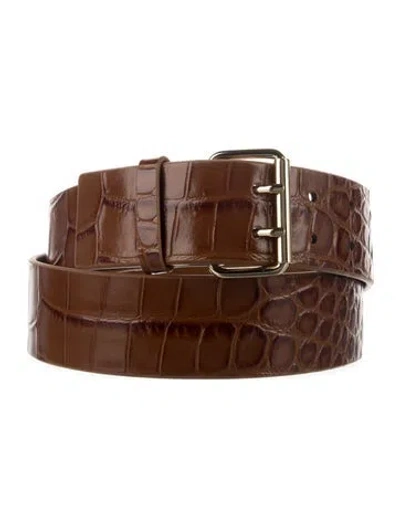 Pre-owned Anine Bing Skinny Leather Waist Belt In Brown