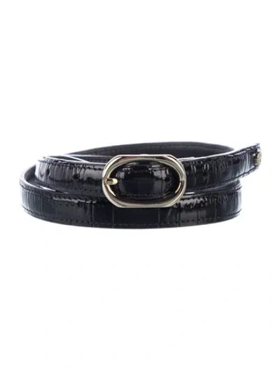 Pre-owned Anine Bing Skinny Patent Leather Belt In Black