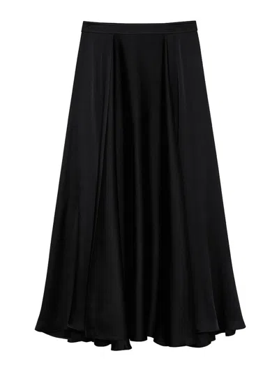 Anine Bing High Waist Midi Skirt Flowy Silhouette In Black