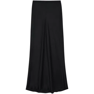 Anine Bing High Waist Pleated Midi Skirt In Black