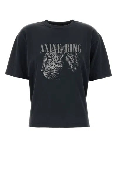 Anine Bing Slate Cotton Cohen T-shirt In Black