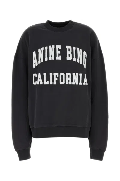 Anine Bing Slate Cotton Oversize Miles Sweatshirt In Black