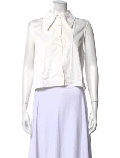 Pre-owned Anine Bing Sleeveless Button-up Top In White