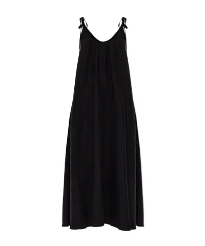 Anine Bing Flora Tie-strap Midi Dress In Black