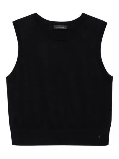 Anine Bing Sleeveless Round-neck Top In Black