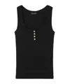 Anine Bing Alessia Scoop Neck Button Tank Top In Black