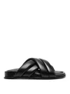 Anine Bing Lizzie Leather Cross-strap Slides In Black