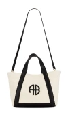 Anine Bing Small Cara Tote In Natural Canvas With Black