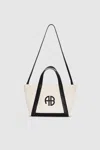 Anine Bing Small Cara Tote In Natural Canvas With Black In Natural