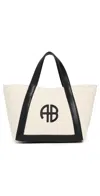Anine Bing Cara Tote In Natural Canvas With Black