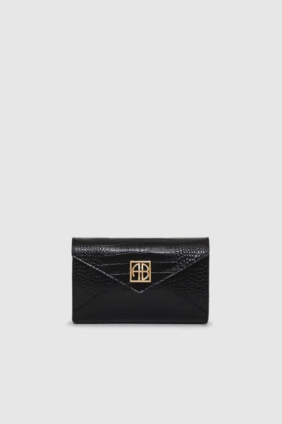 ANINE BING ANINE BING SMALL ELLY CLUTCH IN BLACK EMBOSSED