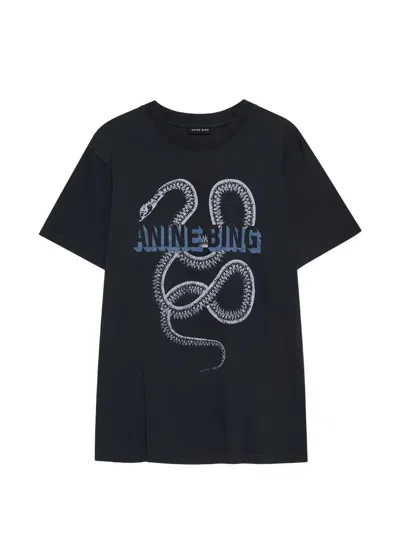 Anine Bing Snake Graphic T-shirt In Black