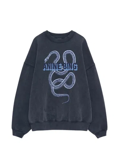 Anine Bing Snake Print Sweatshirt In Blue