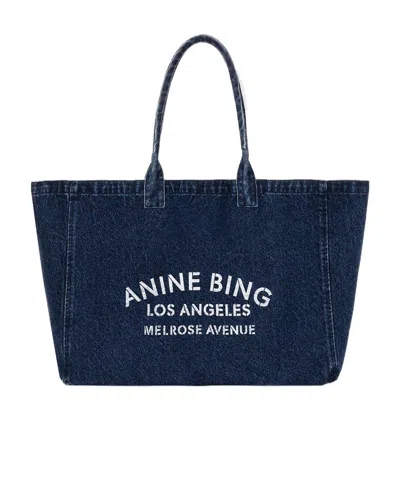 Anine Bing Solid Color Denim Tote Bag In Pink