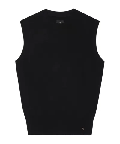 Anine Bing Solid Color Round Neck Pullover Sleeveless Vest In Black