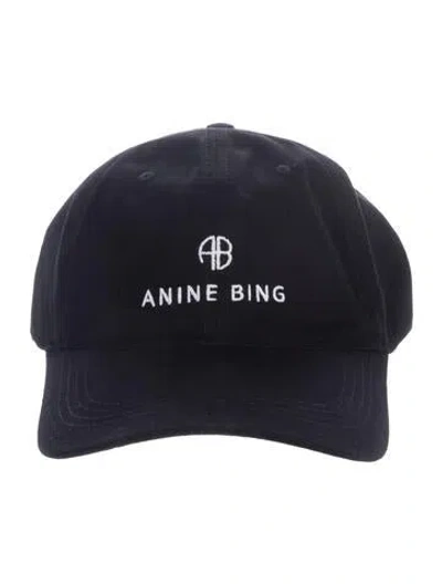 Pre-owned Anine Bing Solid Embroidered Baseball Cap In Black
