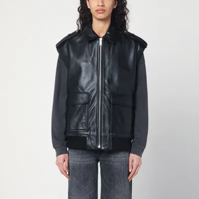Anine Bing Sonnie Black Leather Gilet