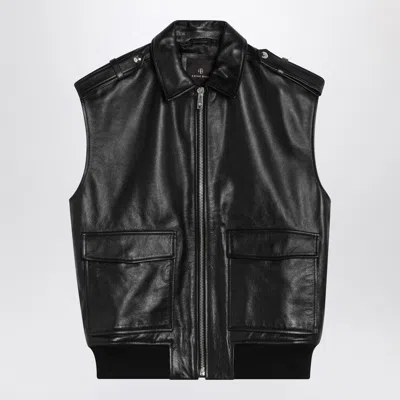 Anine Bing Sonnie Black Leather Gilet In Multicolor