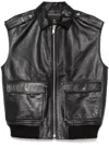 Anine Bing Sonnie Black Leather Gilet In Black