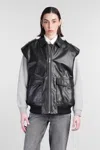 Anine Bing Sonnie Black Leather Gilet In Black