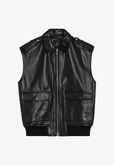 ANINE BING SONNIE ZIP-UP LEATHER VEST