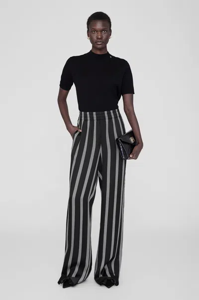 ANINE BING ANINE BING SOTO PANT IN BLACK HERRINGBONE STRIPE