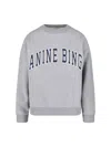 Anine Bing Grey Crew Neck Sweatshirt With Bold Lettering