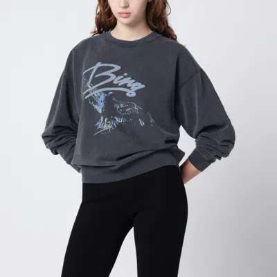Anine Bing Spencer Eagle Washed Black Sweatshirt In Gray