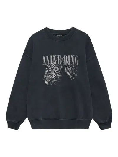 Anine Bing Spencer Leopard-print Sweatshirt In Gray