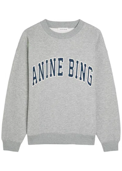 Anine Bing Spencer Logo Cotton-blend Sweatshirt In Gray