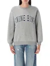 Anine Bing Grey Crew Neck Sweatshirt With Bold Lettering