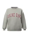 Anine Bing Spencer Logo Print Sweatshirt In Grey Melange