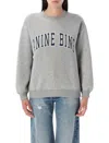 Anine Bing Grey Crew Neck Sweatshirt With Bold Lettering In Gray