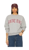 Anine Bing Spencer Crewneck Sweatshirt In Grey Melange