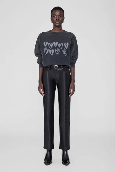 Anine Bing Spencer Sweatshirt Hearts In Washed Black