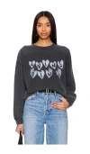Anine Bing Spencer Sweatshirt Hearts In Washed Black In Washed Black